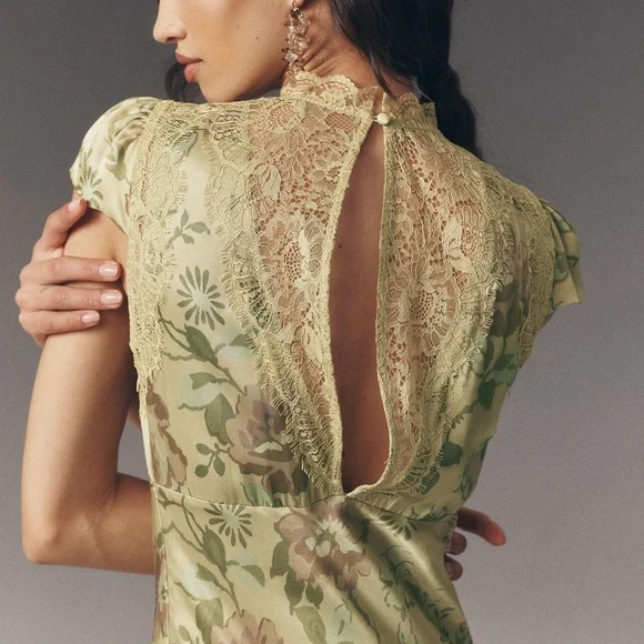 Anthropologie BHLDN Everly Satin Lace Maxi Dress - Picture 3 of 8